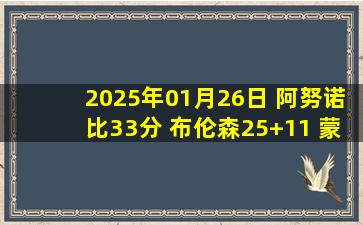 2025年01月26日 阿努诺比33分 布伦森25+11 蒙克31+9 尼克斯轻取国王